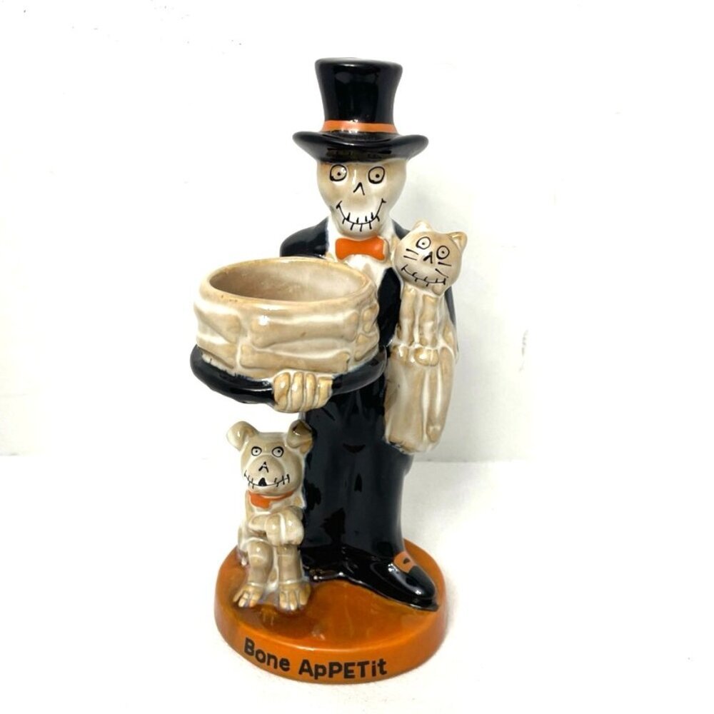 Yankee Candle Boney Bunch Bone Appetit 2016 Skeleton Cat Dog‎ Halloween Tealight